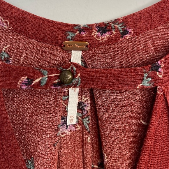 FREE PEOPLE Tree Swing Tank Top XS Key Hole Tunic Floral Boho Bohemian Pockets - Picture 8 of 14